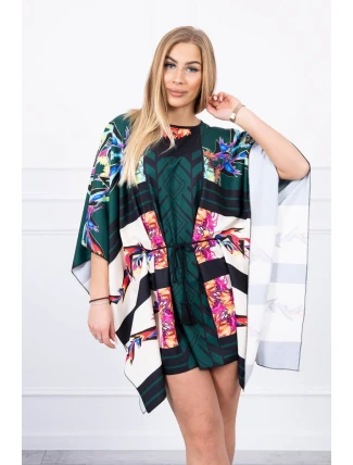 Netopierie šaty s viazaním v páse zelenej