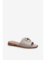 Klapki Damskie Z Ozdobami S.Barski KV27-031 Beżowe