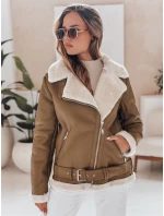 Dámska kožená bunda s ovčou kožou NORFDIMA camel FashionStreet TY4738