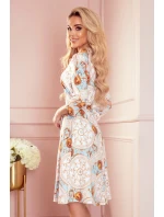 286-4 SANDY košeľové šaty - BIELE A ZLATÉ kruhy