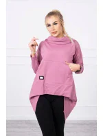 Mikina s kapucňou s dlhým chrbtom tmavo ružová