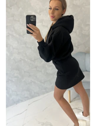 Zateplené šaty s obálkovým dnom čierne