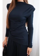 Dámsky bavlnený komplet s blúzkou a širokými nohavicami granátovej farby