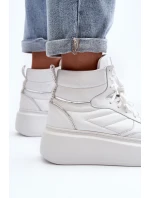 Zazoo 3392/X Dámska kožená športová obuv na platforme White Zazoo 3392/X Dámska kožená športová obuv na platforme White