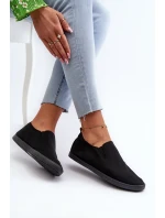 Damskie Tenisówki Trampki Slip-On Czarne Lovinia