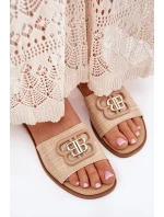 Płaskie Klapki Damskie Z Ozdobnym Detalem Beżowe Nenitta