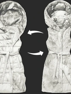 Silnejšia obojstranná vesta s páperím a kožušinou v ecru farbe Minority (P3-6035-12)