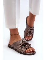 Klapki Damskie Na Płaskim Obcasie Miedziane Nelvira