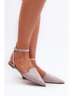 Wiązane Baleriny Eko Zamszowe Z Noskami W Szpic Szare Ellesara