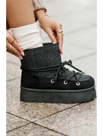 Śniegowce Z Wiązaniem Na Platformie Czarne Mavora