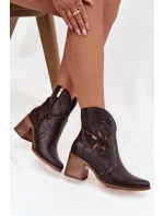 Botki Damskie Ażurowe Z Naturalnej Skóry Na Słupku Zazoo 3690 Czekoladowe Botki Damskie Ażurowe Z Naturalnej Skóry Na Słupku Zazoo 3690 Czekoladowe