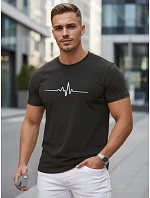 Pánske bavlnené tričko s EKG líniou čierne FashionStreet NX5098R Pánske bavlnené tričko s EKG líniou čierne FashionStreet NX5098R