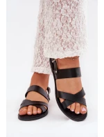 Płaskie Sandały Damskie Z Eko Skóry Czarne Kalira