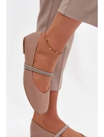 Dámské baleríny s lesklými pásky tmavě béžové Ilirene