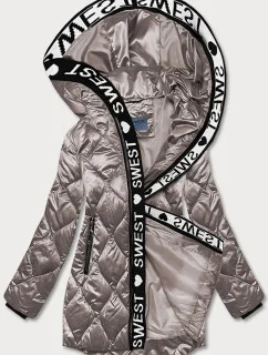 Béžová dámska bunda s ozdobnou lemovkou (B8113-12)