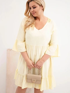 Dámske šaty z viskózy v nadmernej veľkosti s lemovaním Azura Yellow