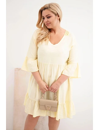 Dámske šaty z viskózy v nadmernej veľkosti s lemovaním Azura Yellow