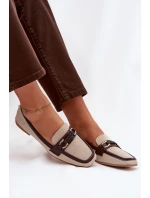 Dámske mokasíny Loafers s ozdobným prvkom, hnedo-béžové, Evelora Dámske mokasíny Loafers s ozdobným prvkom, hnedo-béžové, Evelora