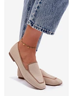 Dámské mokasíny z textilu Ploché Béžové Selisa