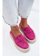 Mokasiny z pravé semišové kůže na platformě Vinceza Fuksja