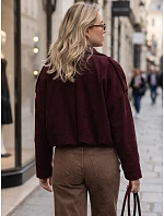 Dámska krátka bordová kordová bunda FashionStreet TY6019
