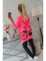 Mikina s potlačou kolesa ružová neónová