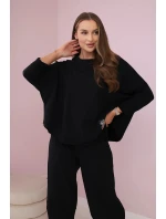 Bavlnená mikina nohavice set čierna