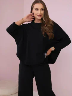 Bavlnená mikina nohavice set čierna