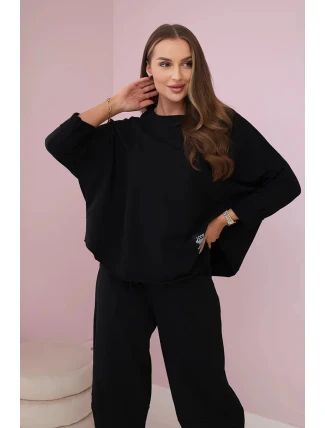 Bavlnená mikina nohavice set čierna