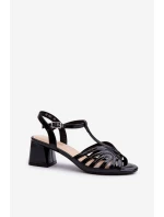 Lakierowane Damskie Sandały Na Obcasie Sergio Leone SK880 Czarne