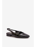 Lakierowane Baleriny Z Paskami Na Niskim Obcasie Czarne Bialettia