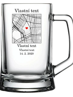 Personalizovaný pohár na pivo s mapou