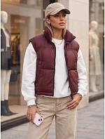 Dámska prešívaná zateplená krátka vesta v bordovej farbe FashionStreet TY5971