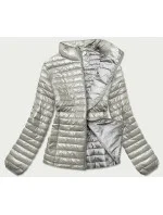 Lesklá béžová dámska prešívaná bunda (N-6107-63)