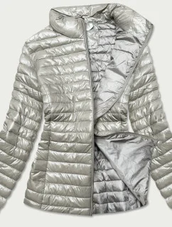 Lesklá béžová dámska prešívaná bunda (N-6107-63)