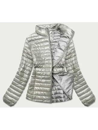 Lesklá béžová dámska prešívaná bunda (N-6107-63)