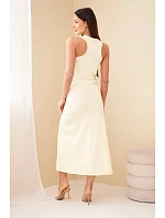 Dámske bavlnené midi šaty bez rukávov s riasením žlté Dámske bavlnené midi šaty bez rukávov s riasením žlté