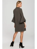 M698 Šaty áčkového strihu s anjelskými rukávmi - khaki farba