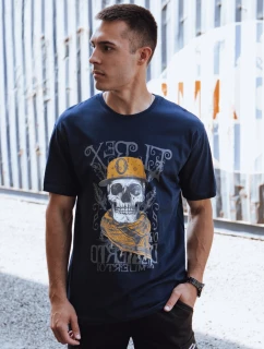 Pánske tričko s potlačou tmavomodré FashionStreet RX5618