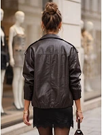 Dámska bunda v štýle „Ramones“ z ekologickej kože, hnedá, FashionStreet TY5918 Dámska bunda v štýle „Ramones“ z ekologickej kože, hnedá, FashionStreet TY5918