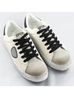 Bielo-čierne dámske tenisky trampky z rôznych spojených materiálov (1088)