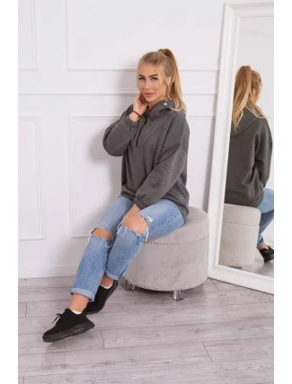 Mikina s kapucňou v grafitovej farbe