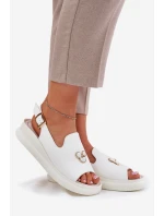 Skórzane Sandały Damskie Z Ozdobą Vinceza 66757 Białe