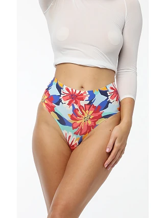Dámske kvetinové jednoduché brazílske maxi nohavičky Farebné kvety - Julimex