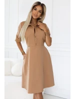 286-8 SANDY Košeľové šaty s opaskom - MOCHA MOUSSE 286-8 SANDY Košeľové šaty s opaskom - MOCHA MOUSSE
