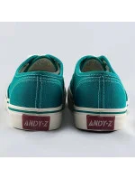 Dámske šnurovacie tenisky v tyrkysovej farbe (A8865)