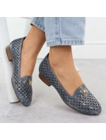 Dámske ažurové topánky na nízkom podpätku modré M.Daszynski SA222-3