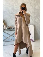 Zateplené šaty s dlhšími bokmi tmavo béžové
