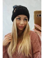 Fleecová čiapka Alice K248 čierna+sivá