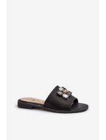 Klapki Damskie Z Ozdobami S.Barski KV27-031 Czarne